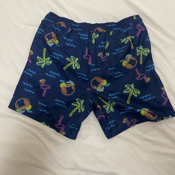 Swim Trunks, Goodfellow & Co, US Men’s L, 7” Inseam, Blue/Neon - Picture 2 of 2